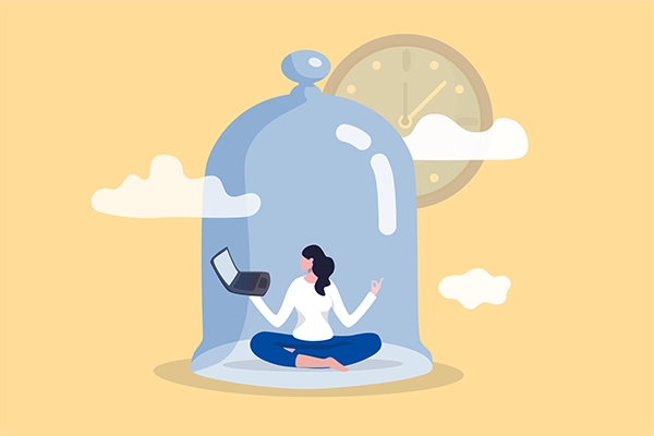 employee-working-efficiently-on-computer-in-productive-environment-with-clock