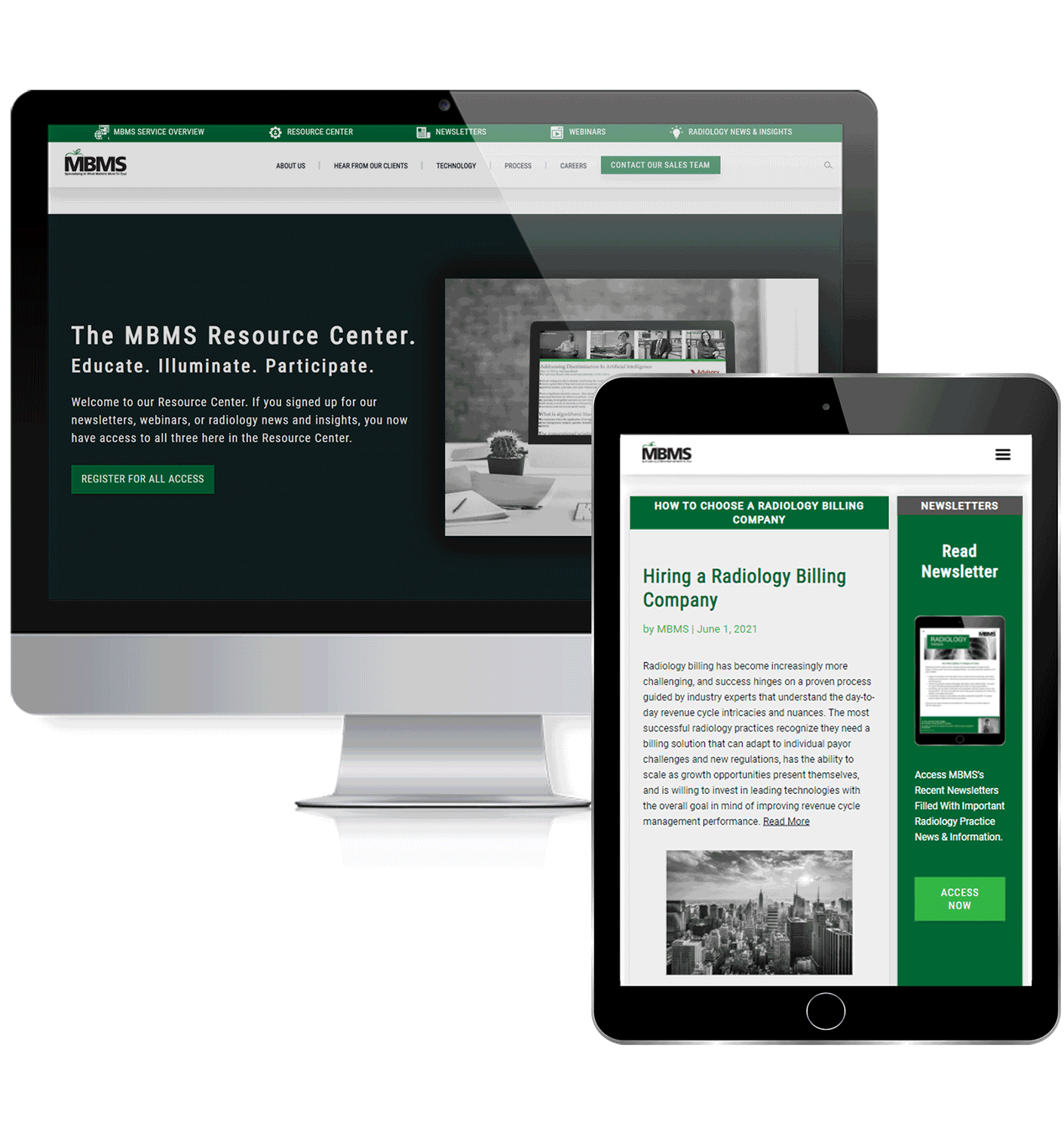 MBMS Resource Center Desktop and Tablet View