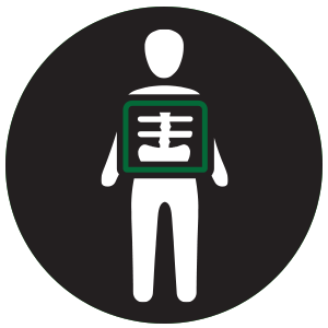 A person with an x-ray displayed on them icon