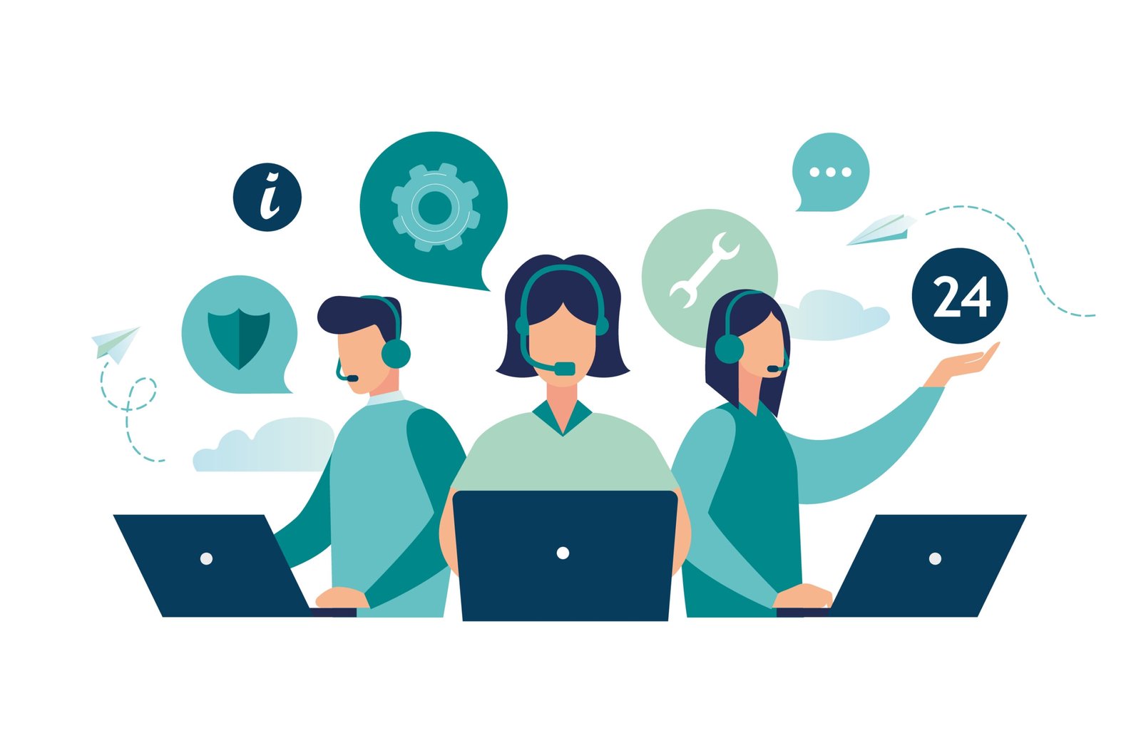 it-experts-on-computers-taking-calls-with-clients-to-resolve-it-issues